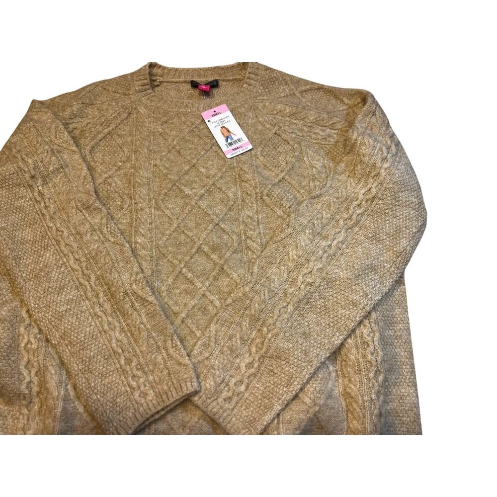 Women's Beige Cable Knit Sweater Pullover Vince Camuto